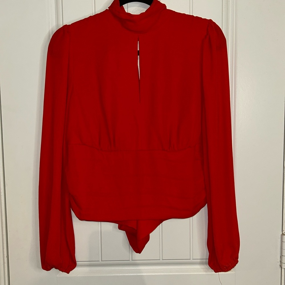 Women’s New York & Co. Long Sleeve Blouse, Red